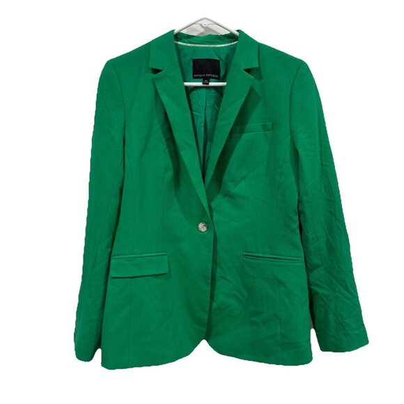 Banana Republic Women’s 10 Green Wool Blend Single Button Blazer Spring $198 - Picture 1 of 10